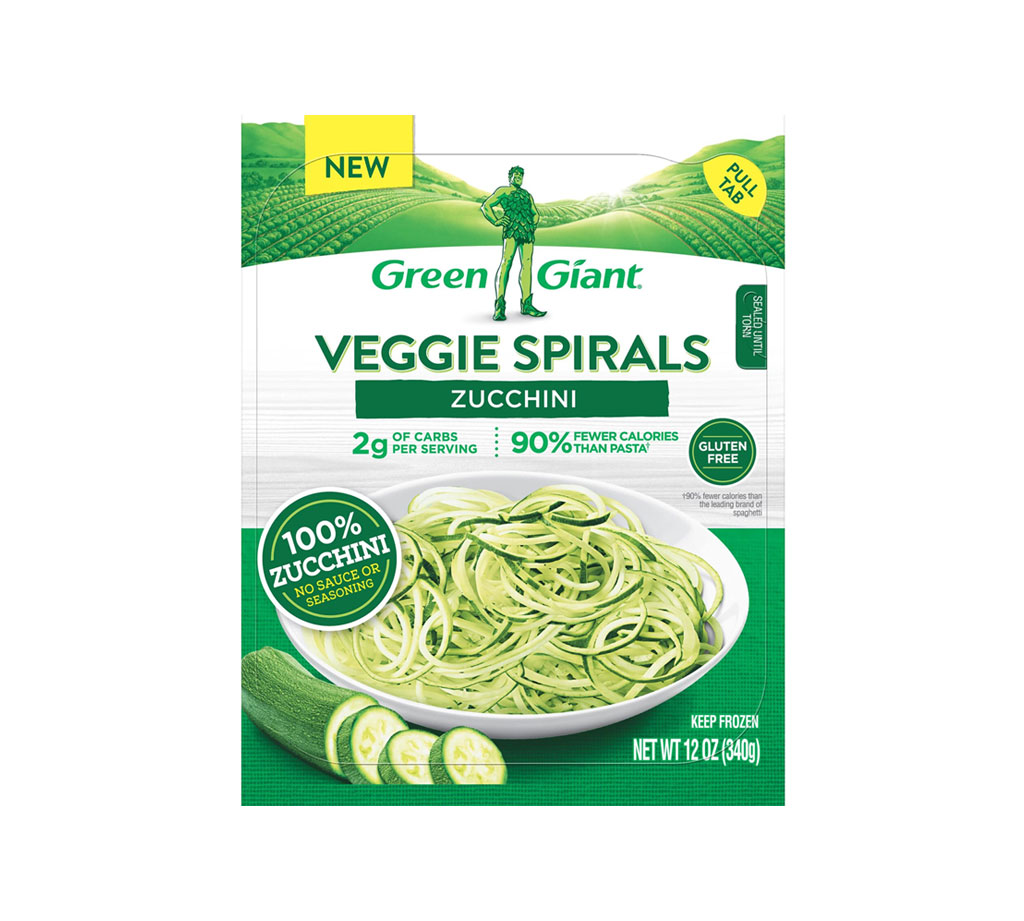 Espirais de vegetais gigantes verdes